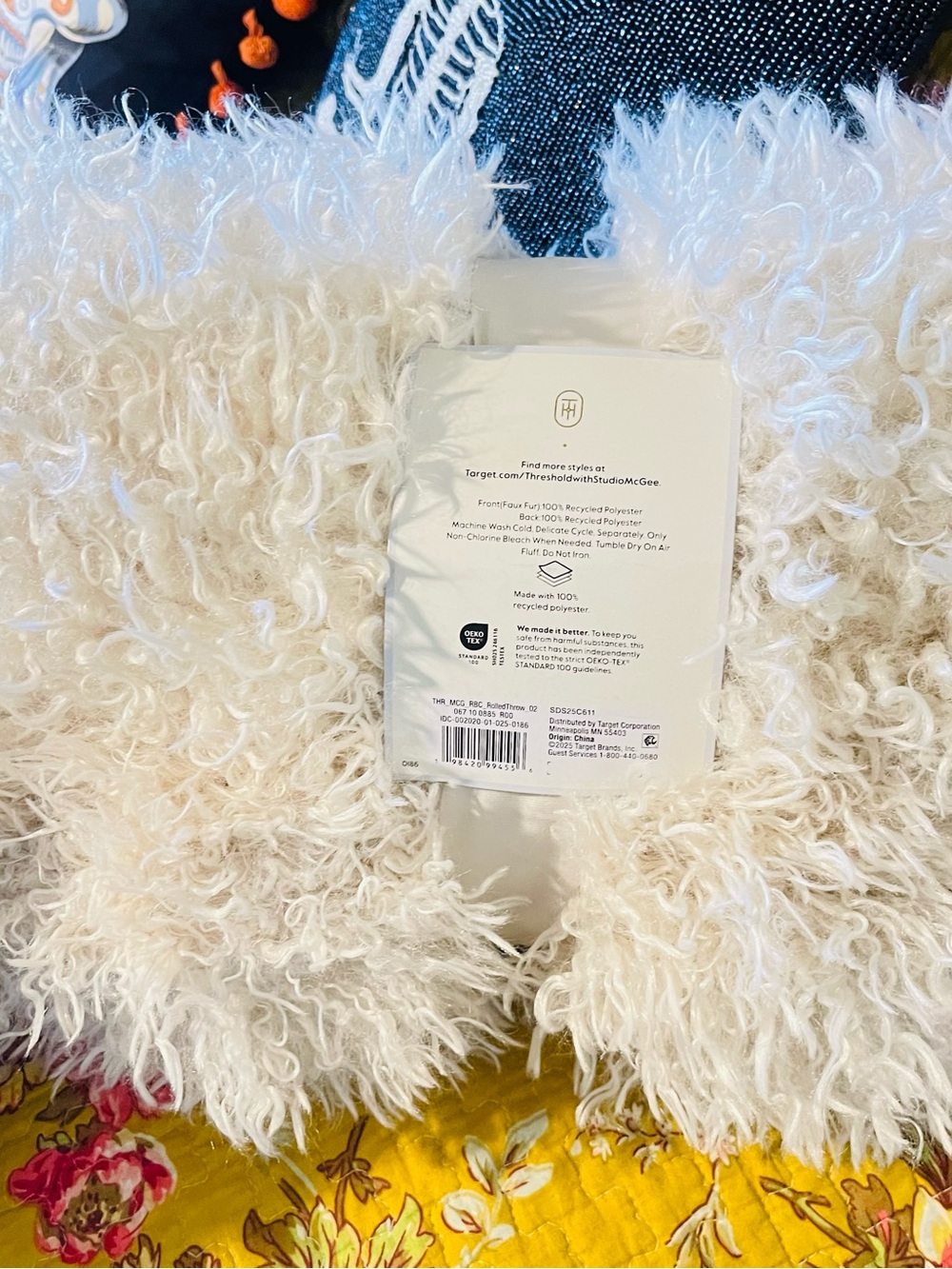 Target Cream plush blanket threshold studio McGee 100% recycled polyester